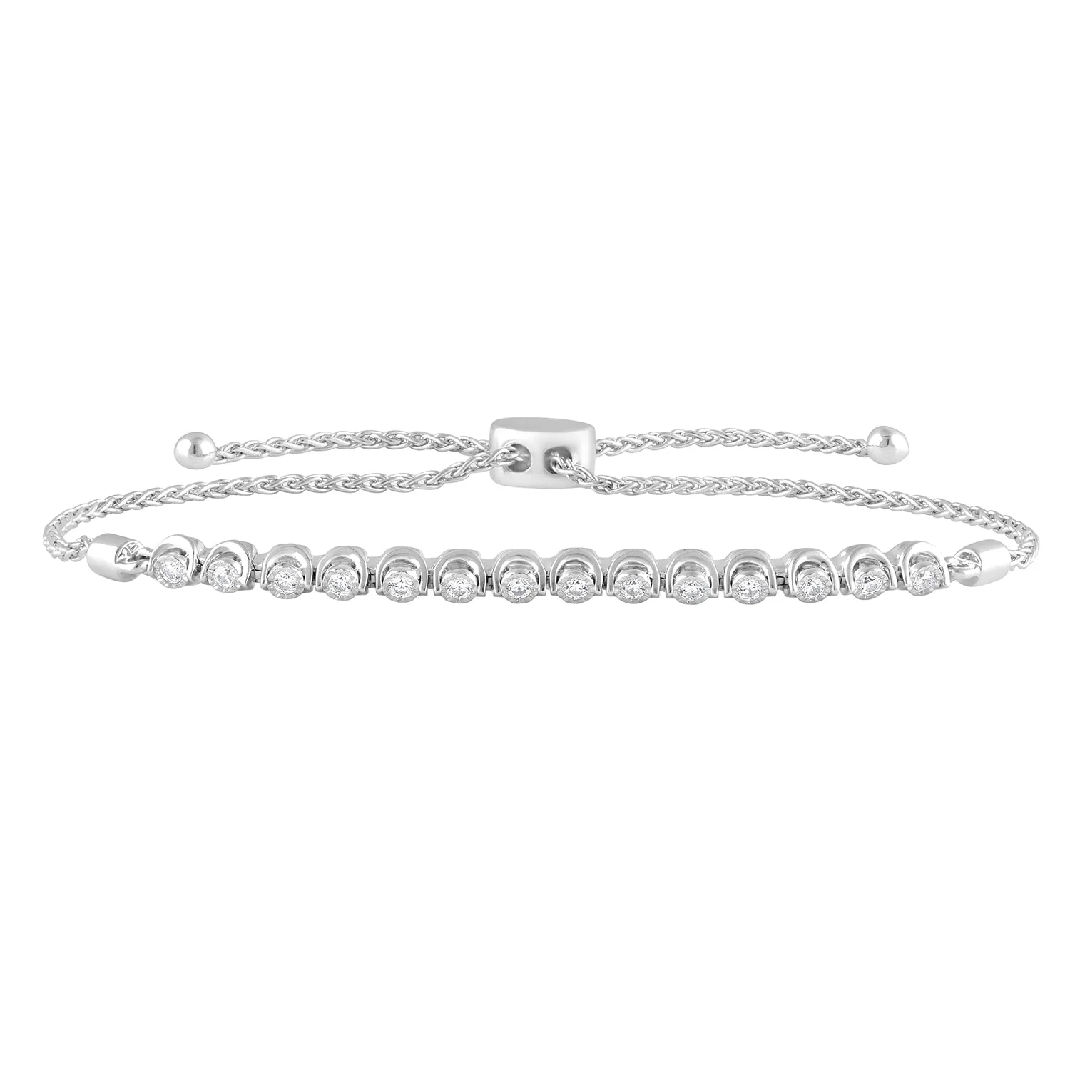 0.25 Carat Sterling Silver Lab Grown Diamond Bolo Bracelet
