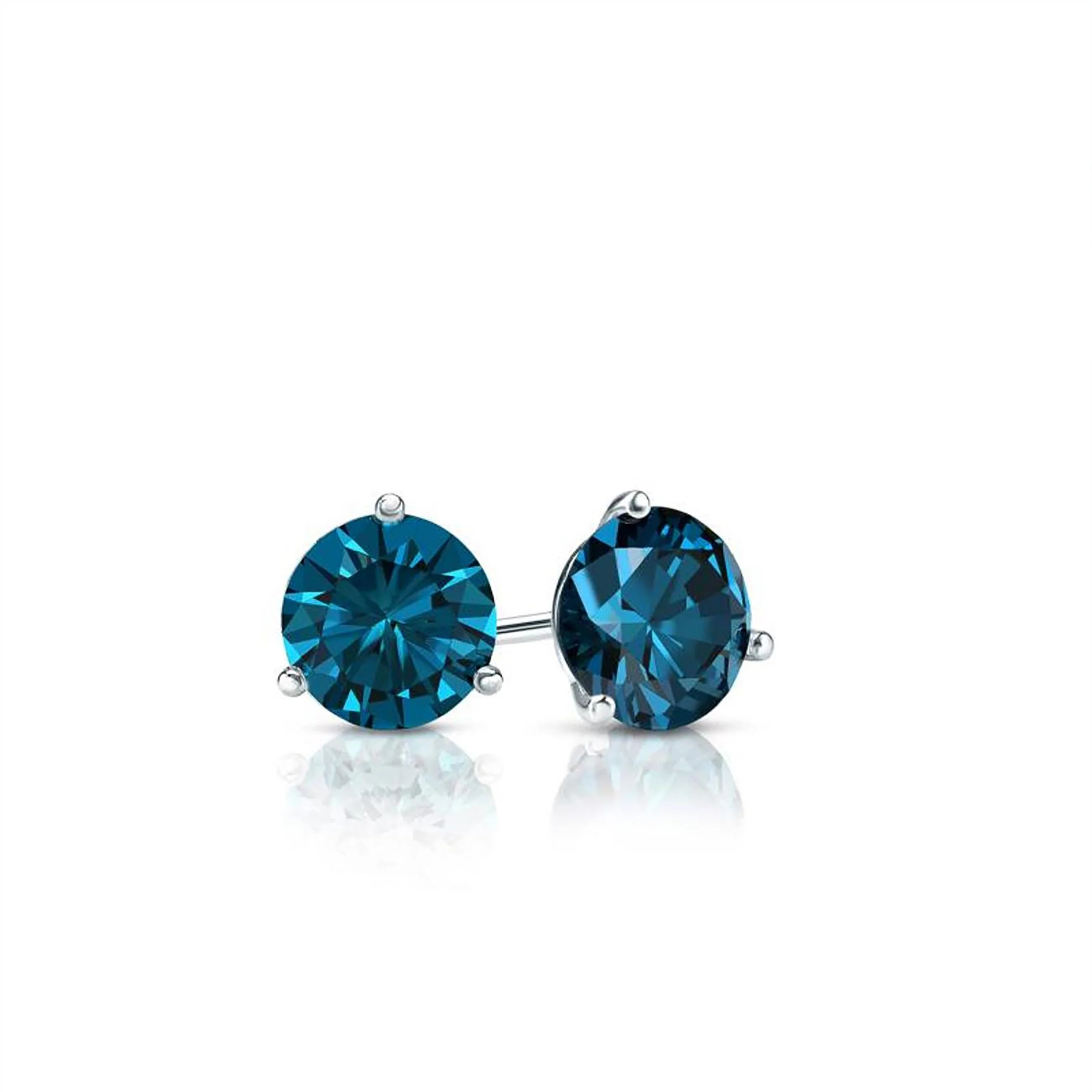 0.50 Carat Round Cut Lab Grown Blue Diamond Stud Earrings - Image 2