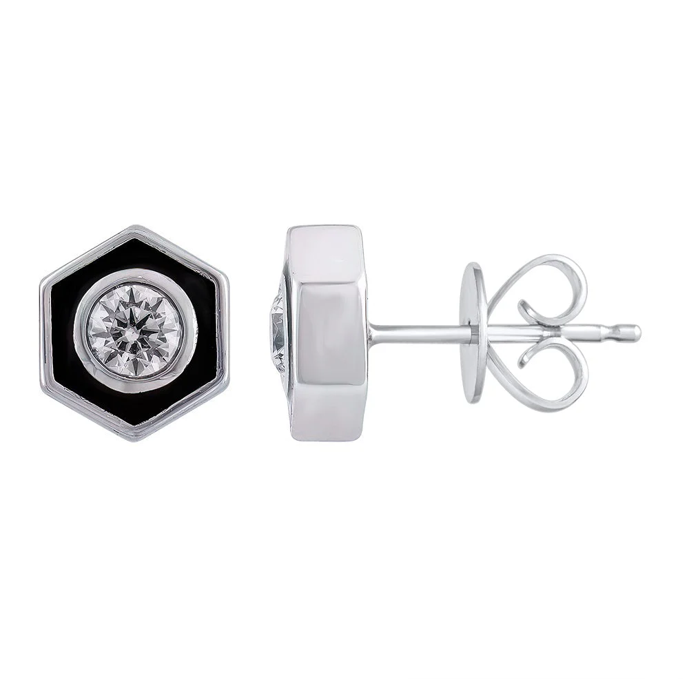 0.50 Carat Hexagon Lab Grown Diamond Stud Earrings