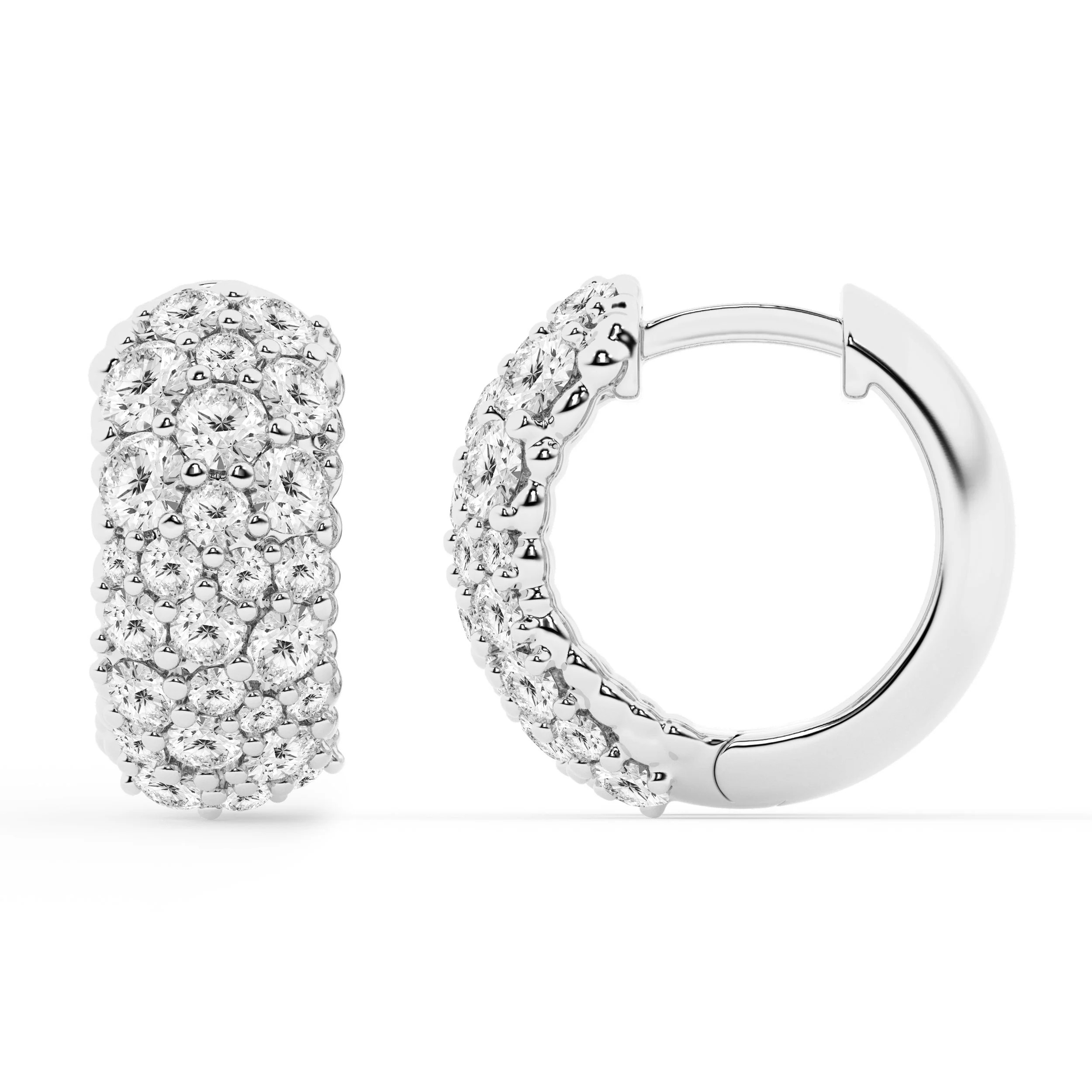 2 Carat Round Lab Grown Cluster Diamond Hoop Earrings In Sterling Silver