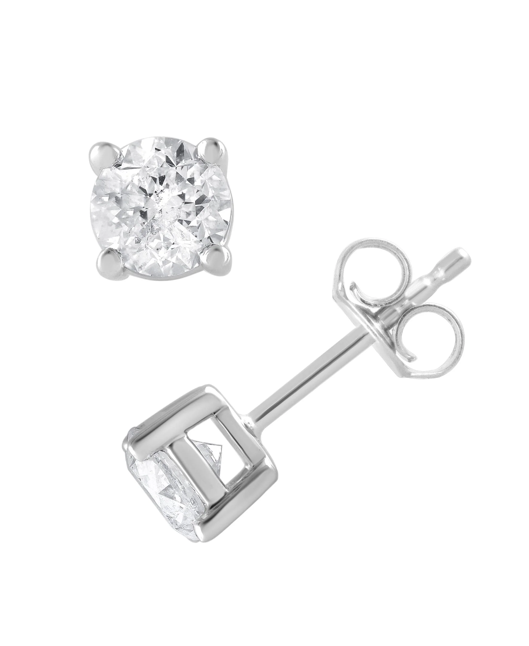 1 Carat Lab Grown Sterling Silver And Yellow Gold Plated Silver Diamond Stud Earrings - Image 3