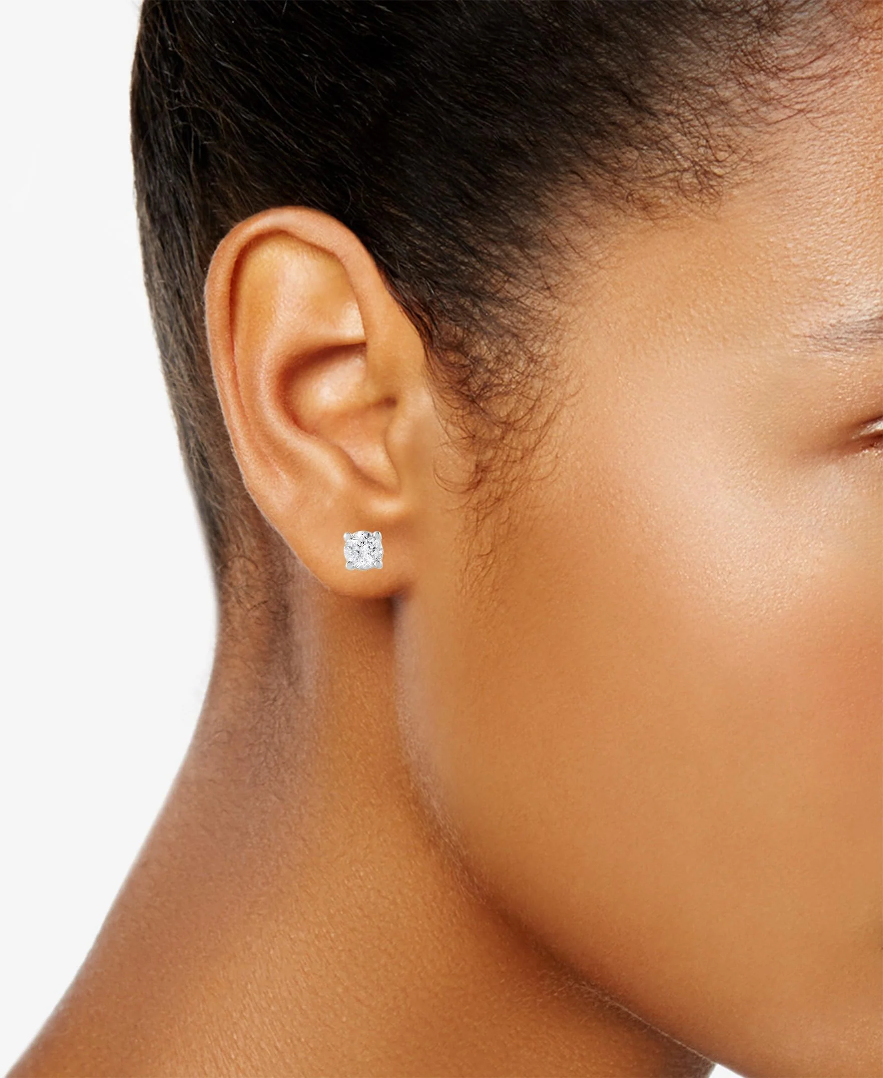 1 Carat Lab Grown Sterling Silver And Yellow Gold Plated Silver Diamond Stud Earrings - Image 5