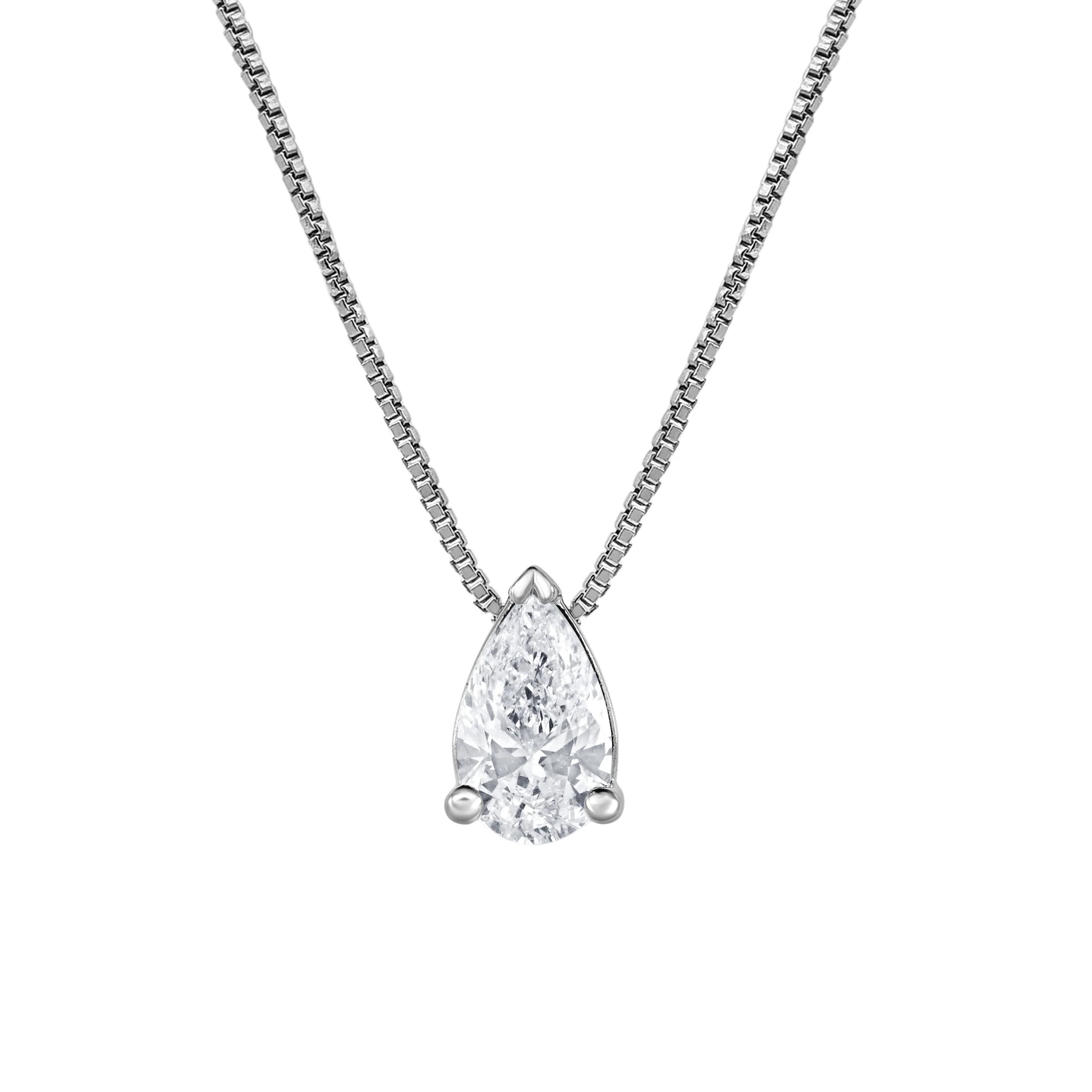 0.50 Carat Lab Grown Pear Solitaire Diamond Necklace