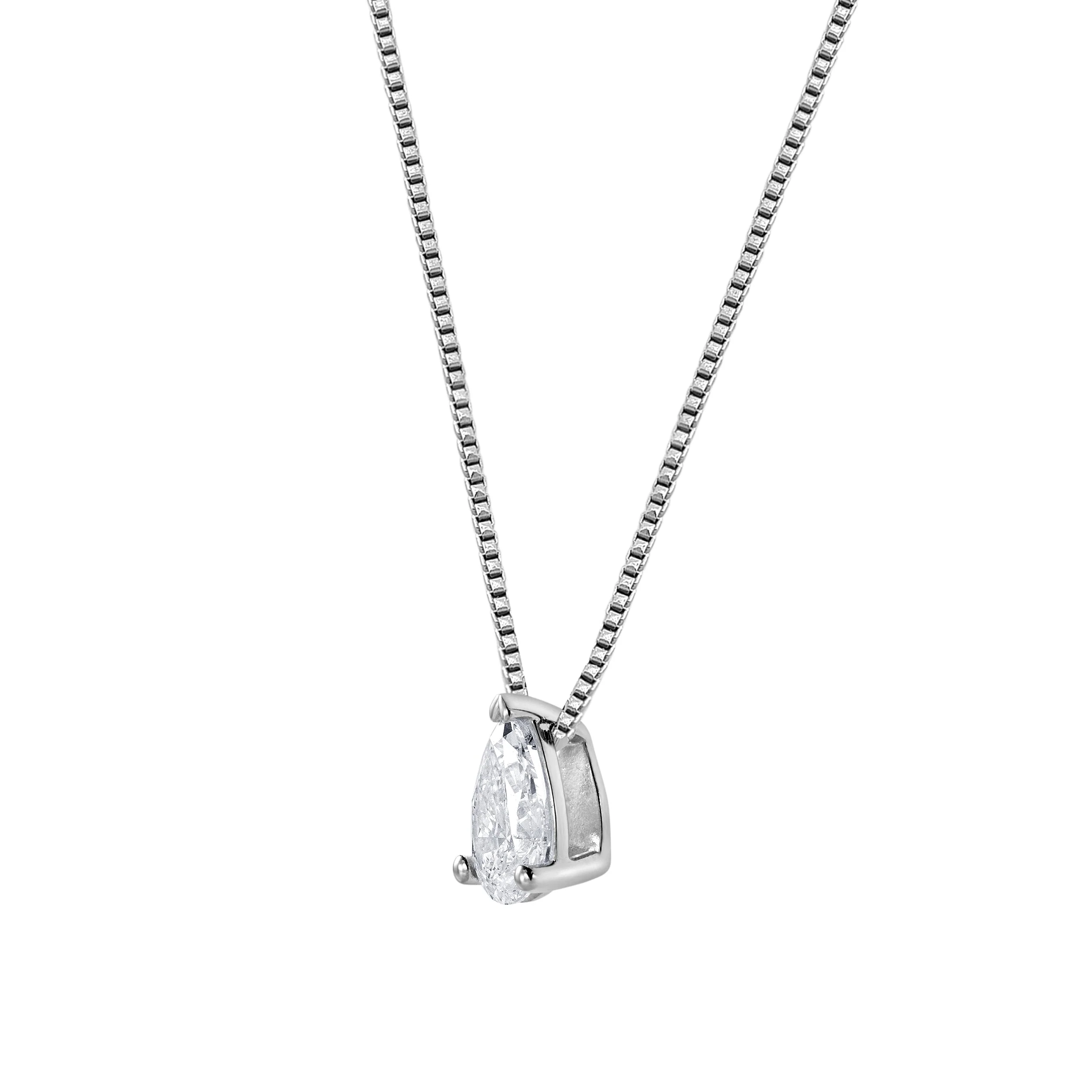 0.50 Carat Lab Grown Pear Solitaire Diamond Necklace - Image 2