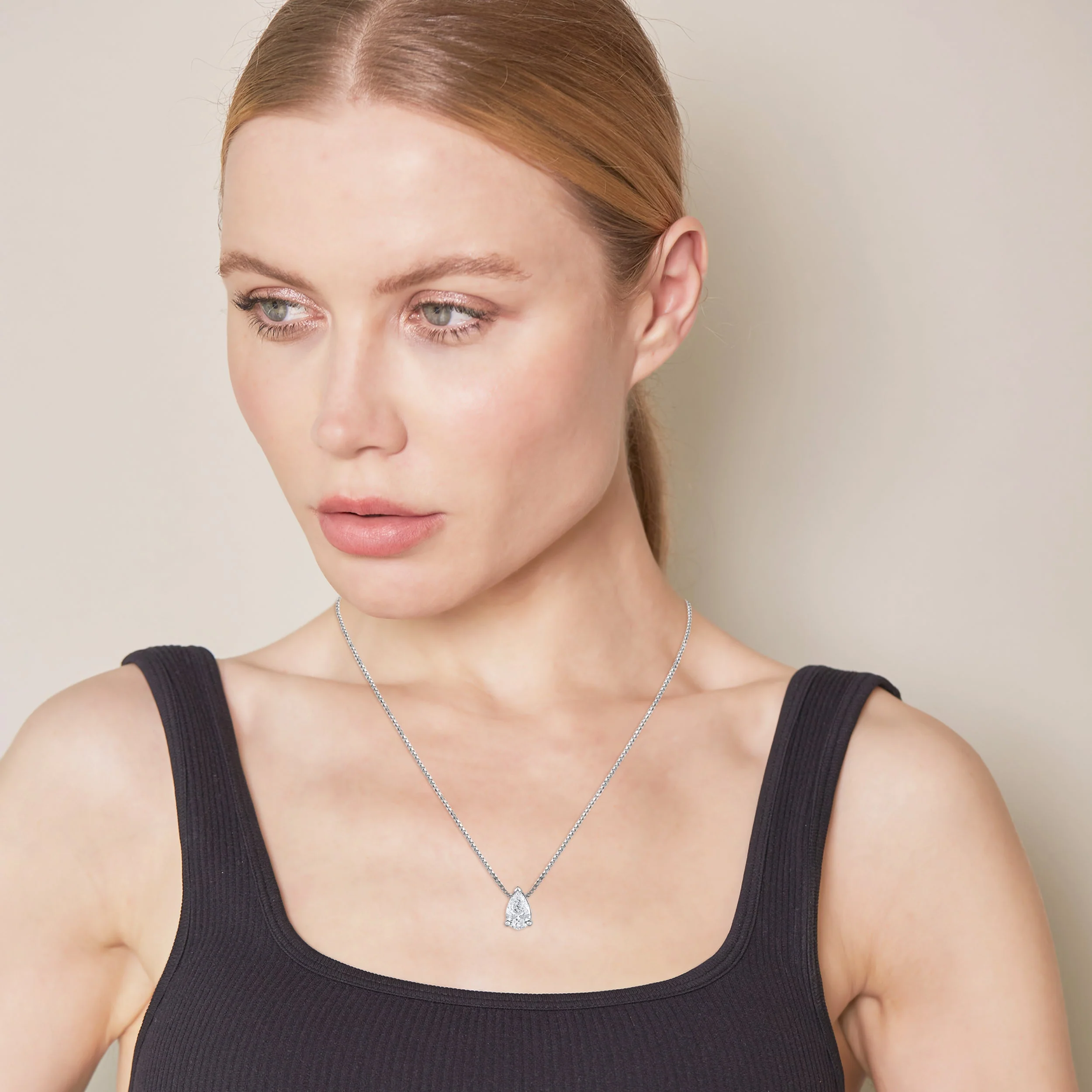 0.50 Carat Lab Grown Pear Solitaire Diamond Necklace - Image 3