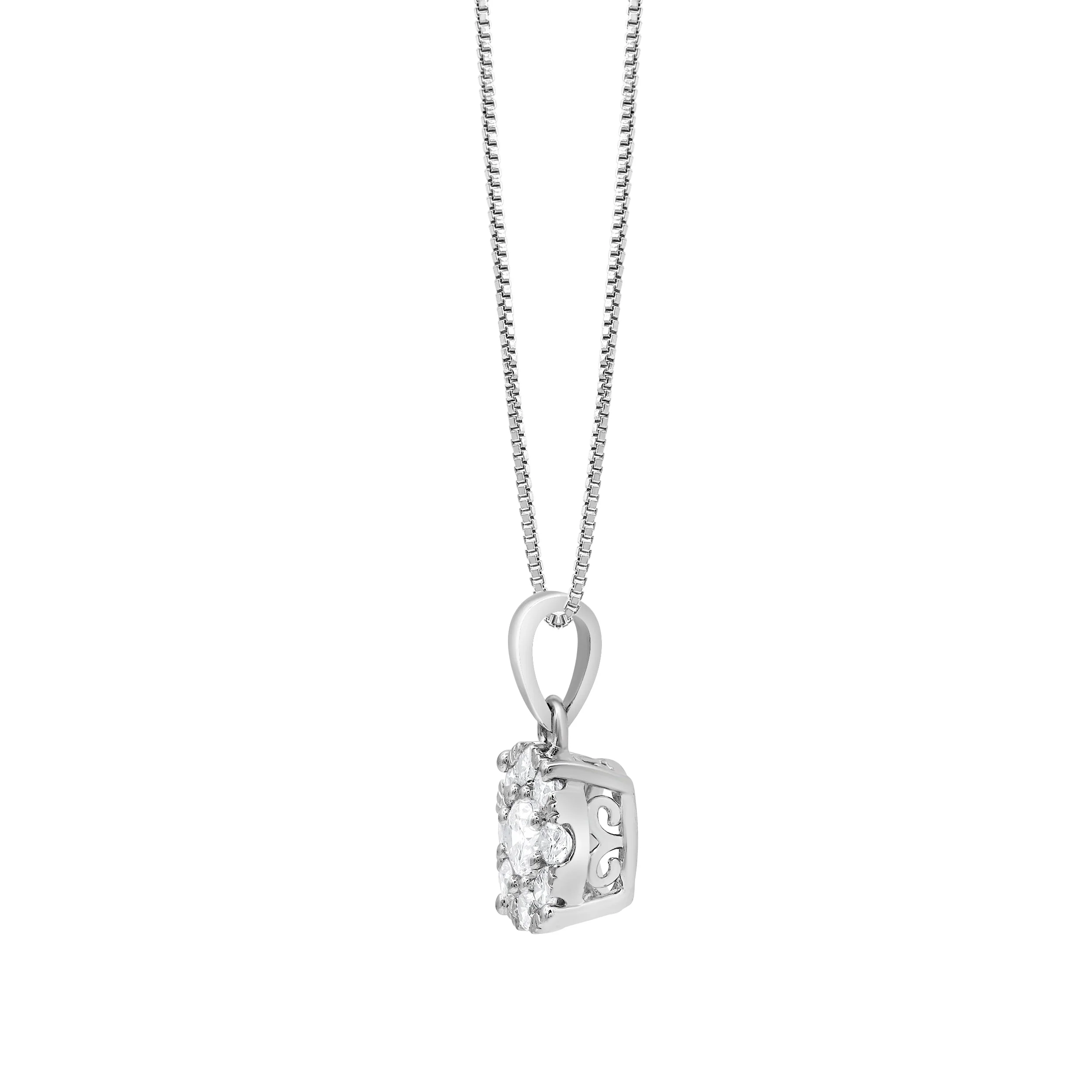 0.50 Carat Lab Grown Round Cluster Diamond Pendant Sterling Silver Necklace - Image 2