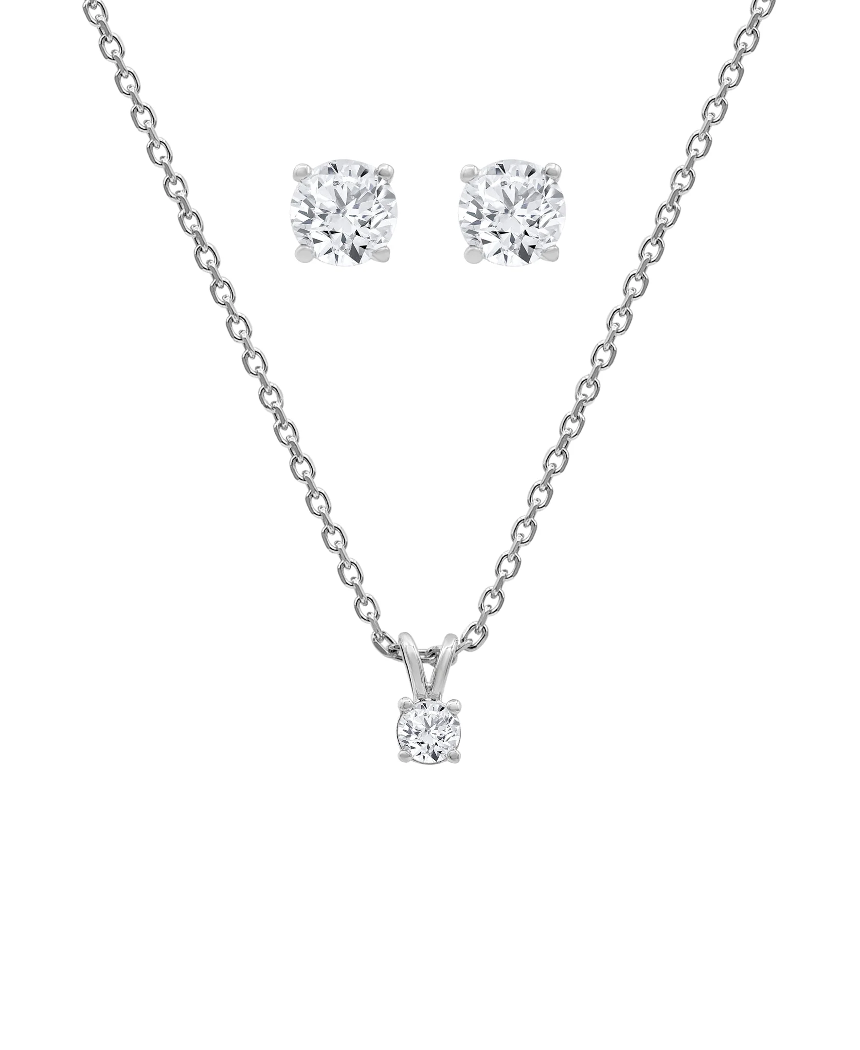 0.50 Carat Lab Grown Round Cut Solitaire Diamond Necklace Set