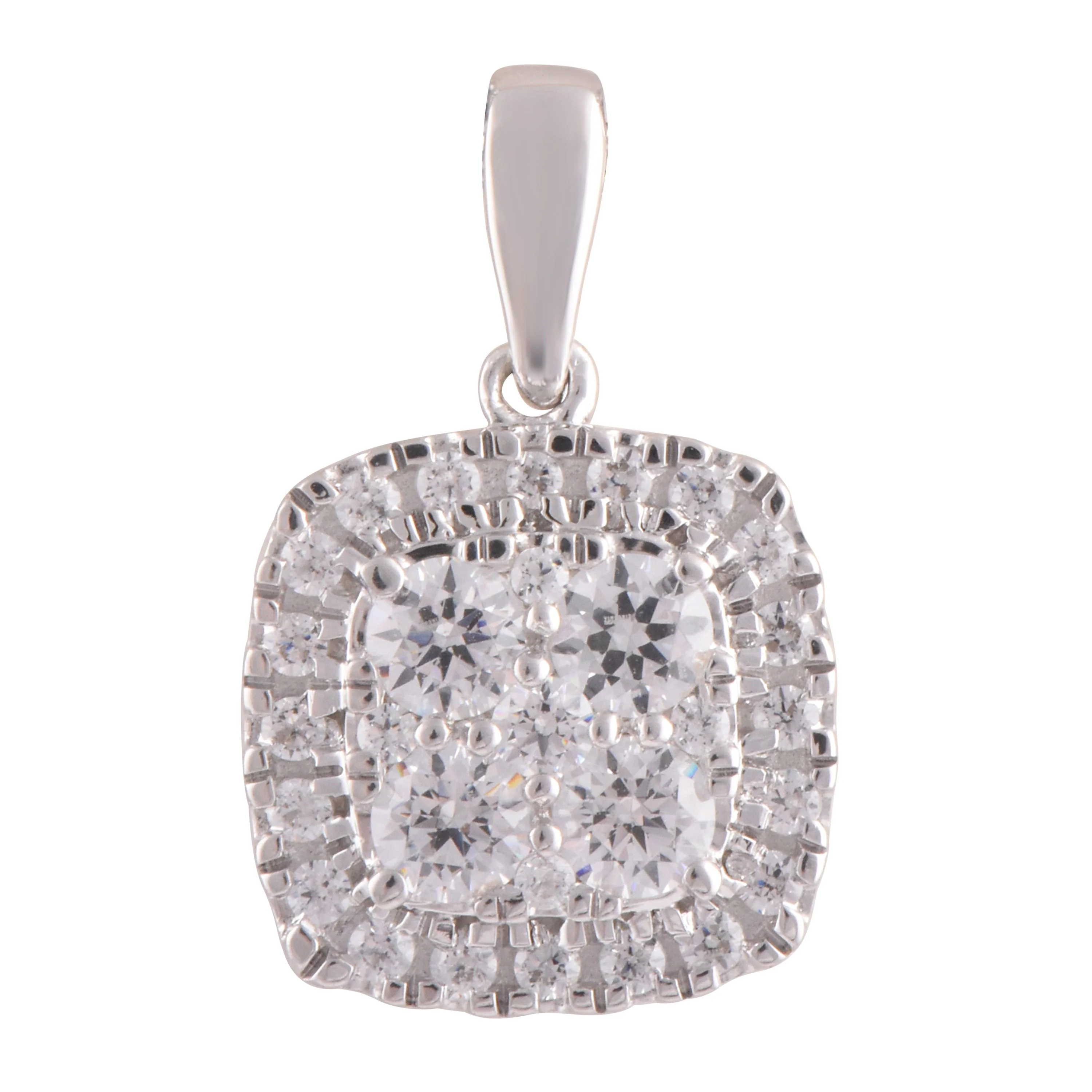 0.50 Carat Lab Grown Round Halo Diamond Pendant Necklace In Sterling Silver - Image 2