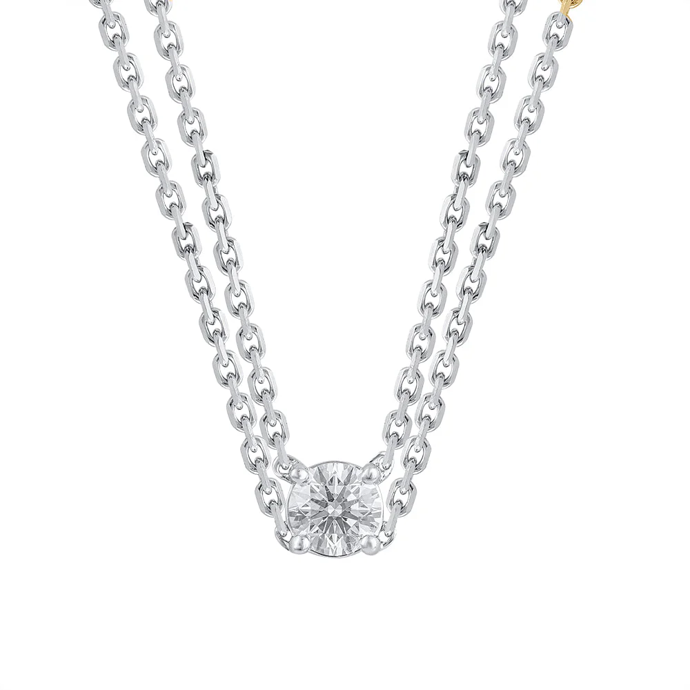 0.60 Carat Lab Grown Round Solitaire Diamond Necklace In Sterling Silver - Image 2