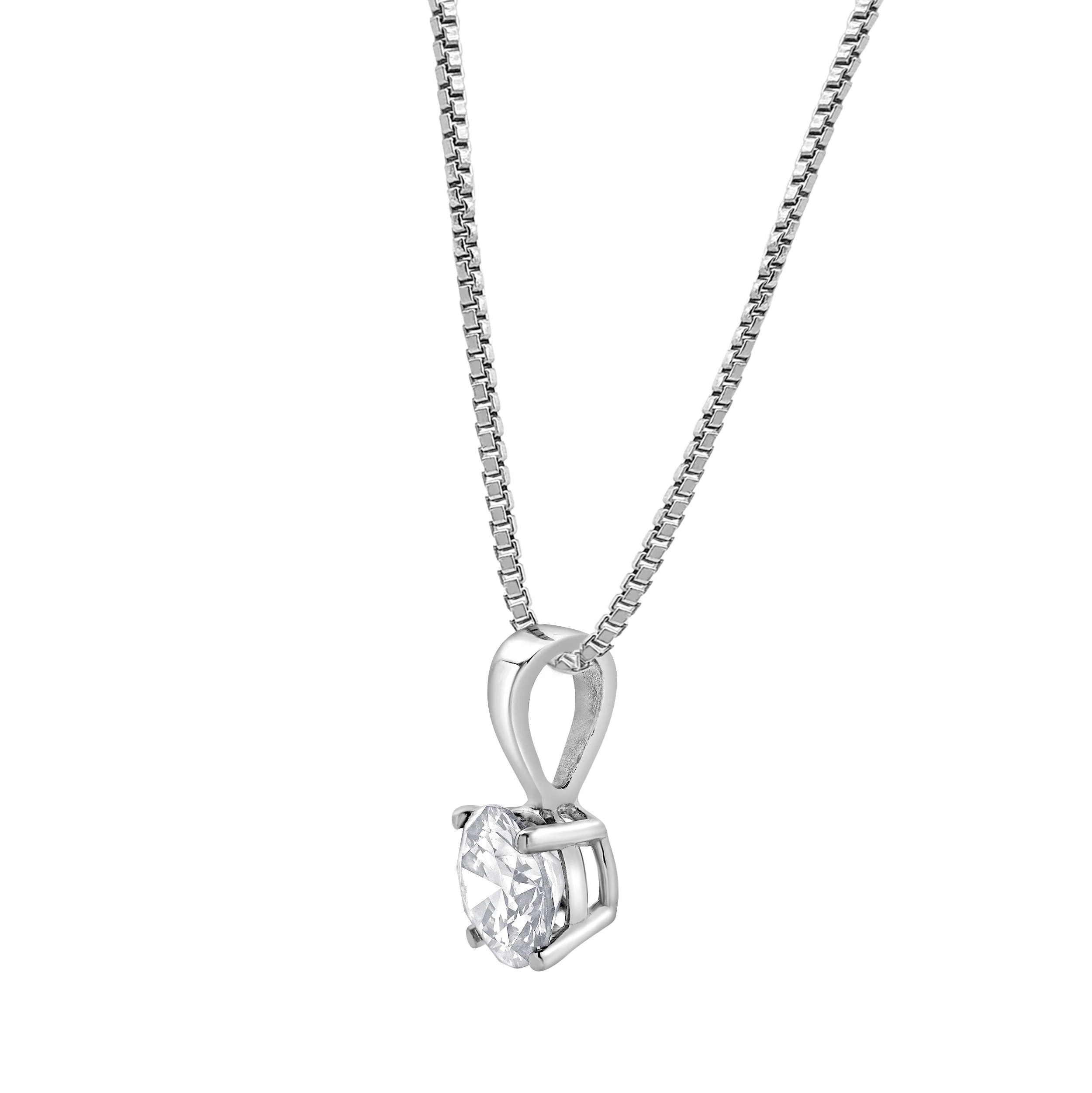 0.60 Carat Lab Grown Round Solitaire Diamond Pendant Necklace In Sterling Silver - Image 2